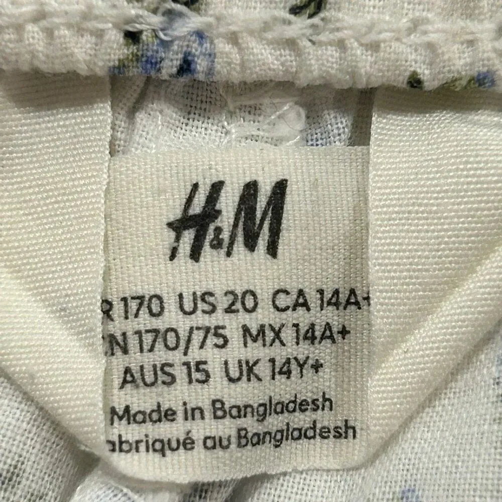 H&M Floral Lounge Pajama Shorts Size XL Blue Cottagecore Sleep Shorts